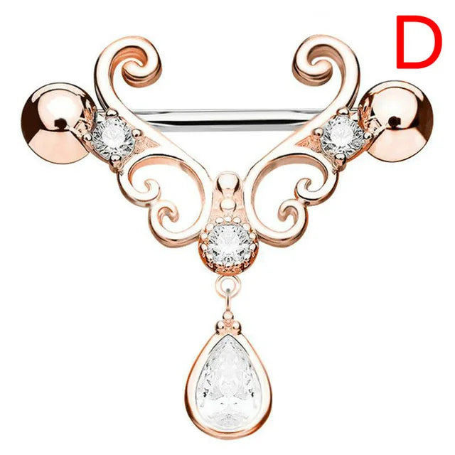 Straight Rod Snake Wing Nipple rings Breast Ring Heart Shaped Adjustable Nipple Piercing Human Jewelry Good Vibrations