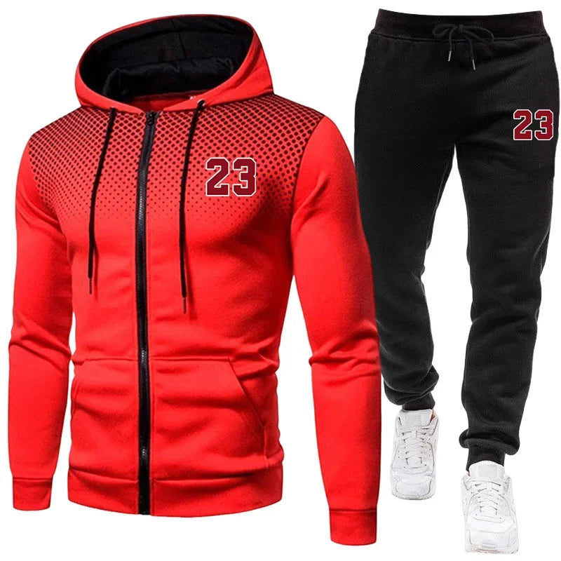 2026 Hot Sale Men's Tracksuit Zip-up Jacket Black Sweatpants Fall Winter Daily Casual Sporty Sweatshirt Outfit Male Training Set Good Vibrations