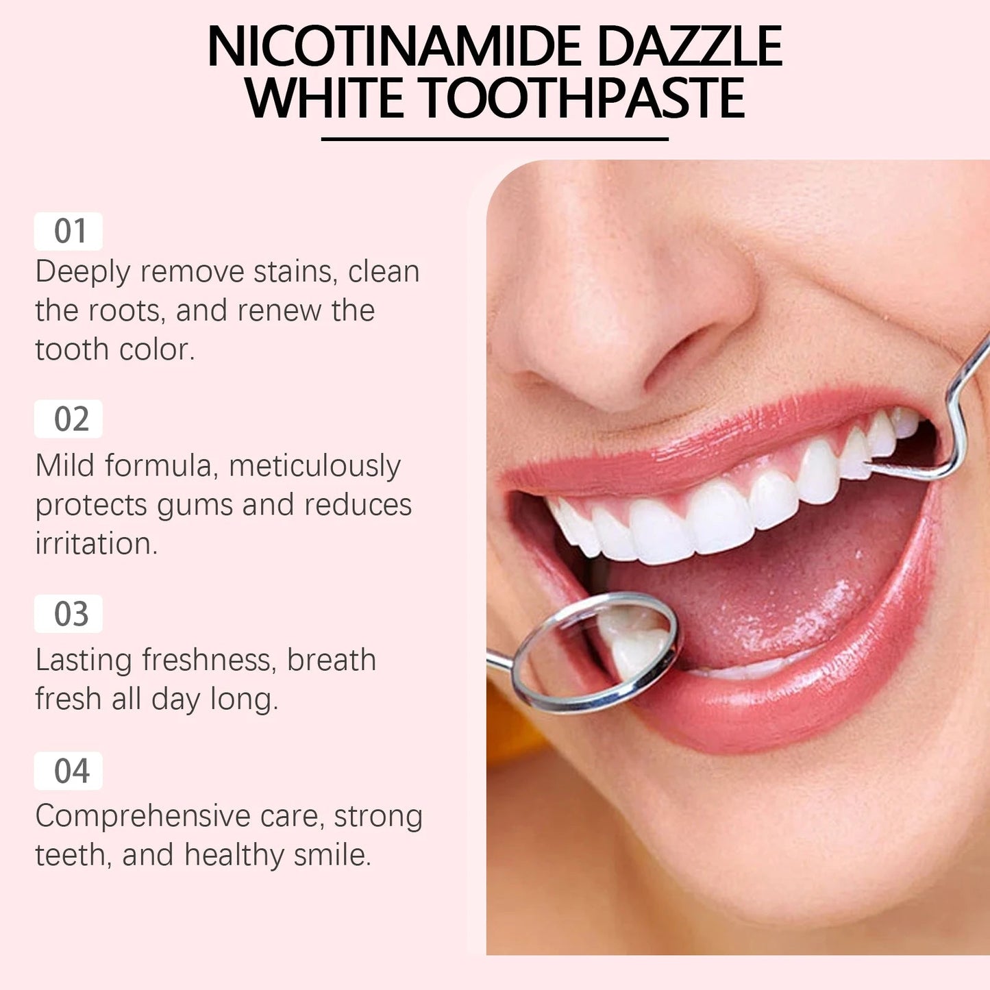 Niacinamide Whitening Toothpaste Dental Stains Removing Prevent Bad Breath Oral Cleaning Refreshing Reduces Plaque Toothpaste Good Vibrations