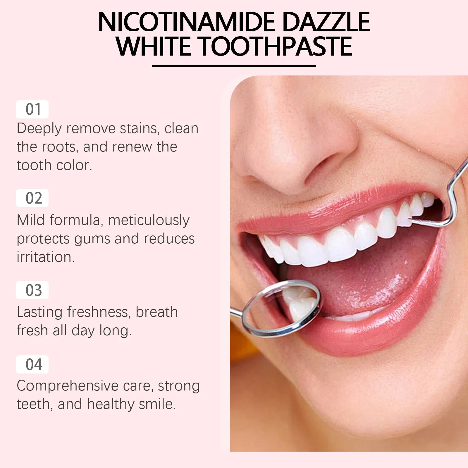 Niacinamide Whitening Toothpaste Dental Stains Removing Prevent Bad Breath Oral Cleaning Refreshing Reduces Plaque Toothpaste Good Vibrations
