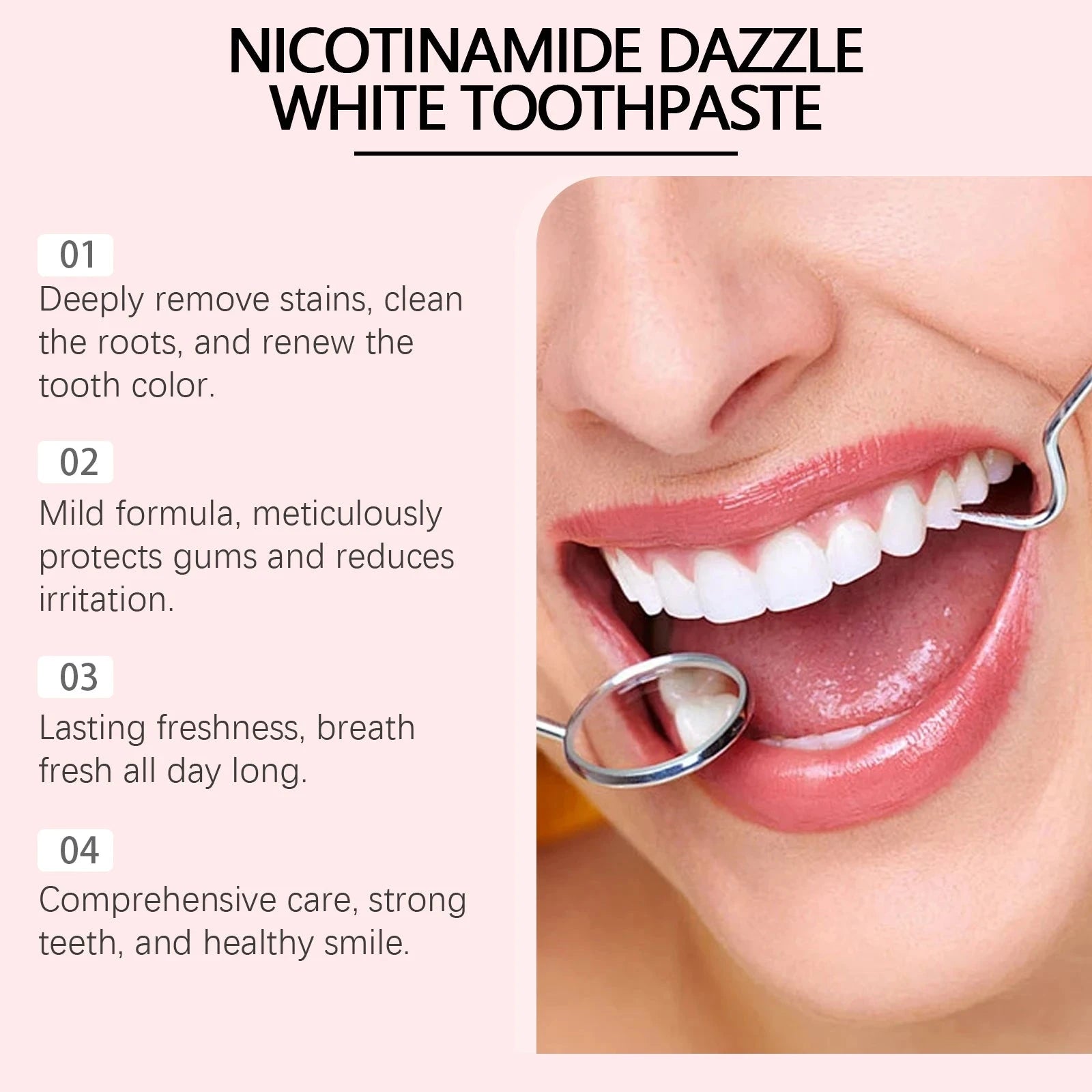 Niacinamide Whitening Toothpaste Remove Yellow Teeth Smoke Stains Improve Oral Smell Breath Fresh Tooth Bleaching Care Product Good Vibrations