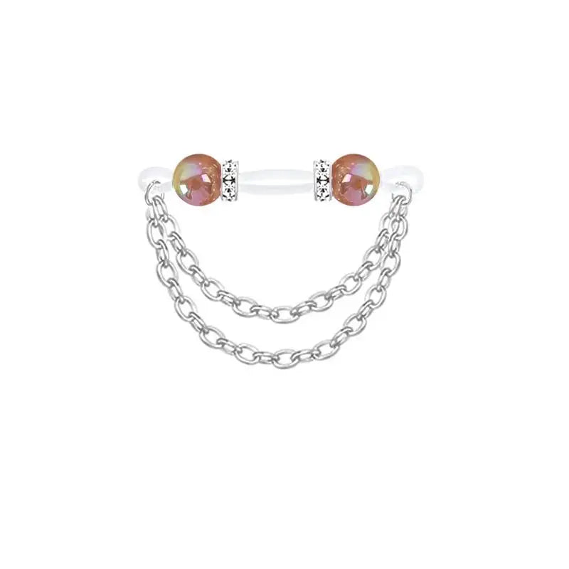 1 Pair Acrylic Adjustable Fake Nipple Rings No-Pierce Acrylic Nipple Rings With Glitter Beads Perfect For Party Good Vibrations