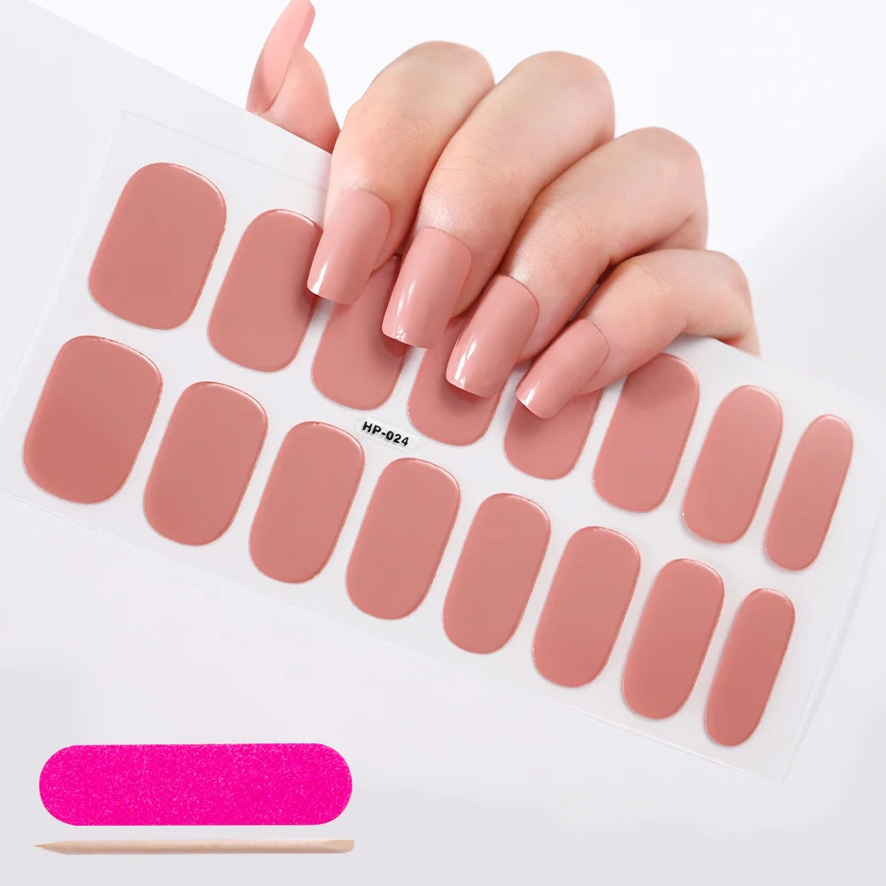 UV Semi-Cured Gel Nail Wraps Stickers Strips French Long Lasting Full Cover LED Gel Semi Cured Nail Sliders For Nail Extension & Good Vibrations
