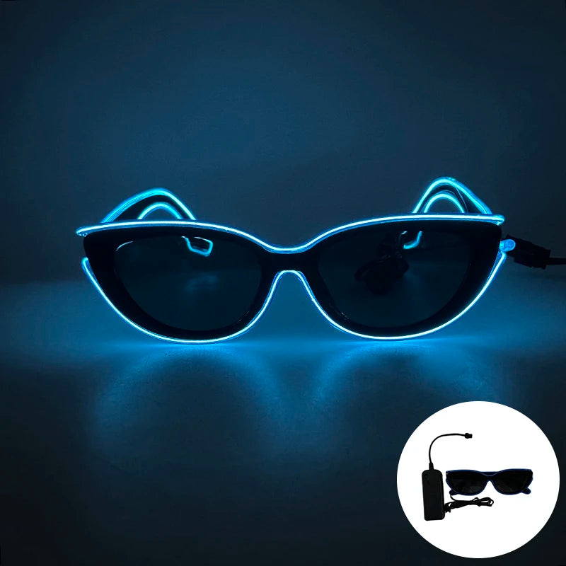 LED Funny Sunglasses Futuristic Soldier Round LED Steampunk Glasses Birthday Halloween Christmas Concert Steampunk Toy Glasses Good Vibrations
