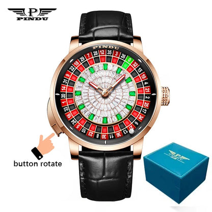 PINDU Design New NH35A Mechanical Watches Men Push Button Turn Russian Roulette Game Sapphire Mirror Diamond Dial Men's Watch Good Vibrations
