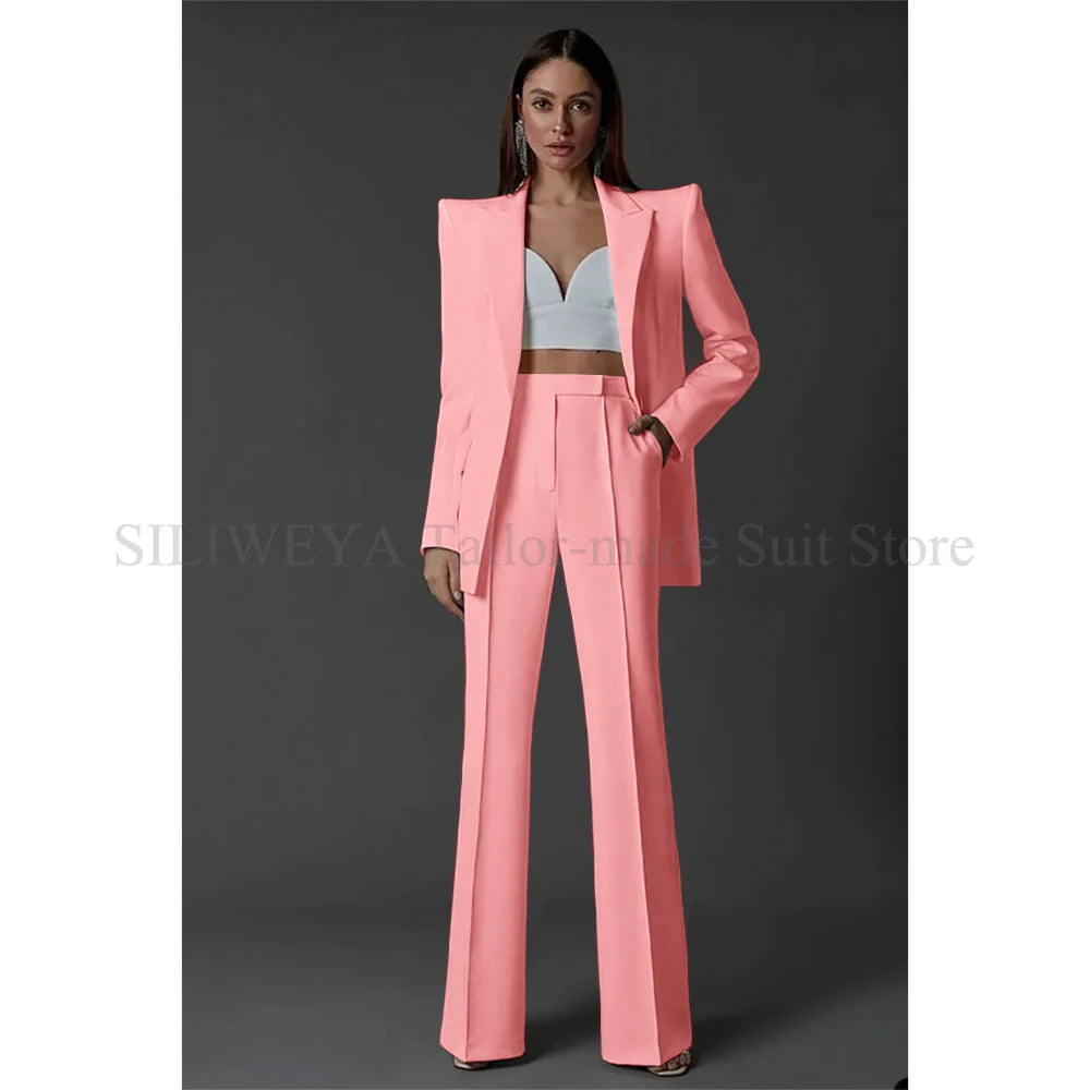 Vintage Women Wedding Suits Set 2 Pcs Blazer+Pants Formal Pantsuit Business Office Slim Fit  Peaky Blinders Takım Elbise Good Vibrations
