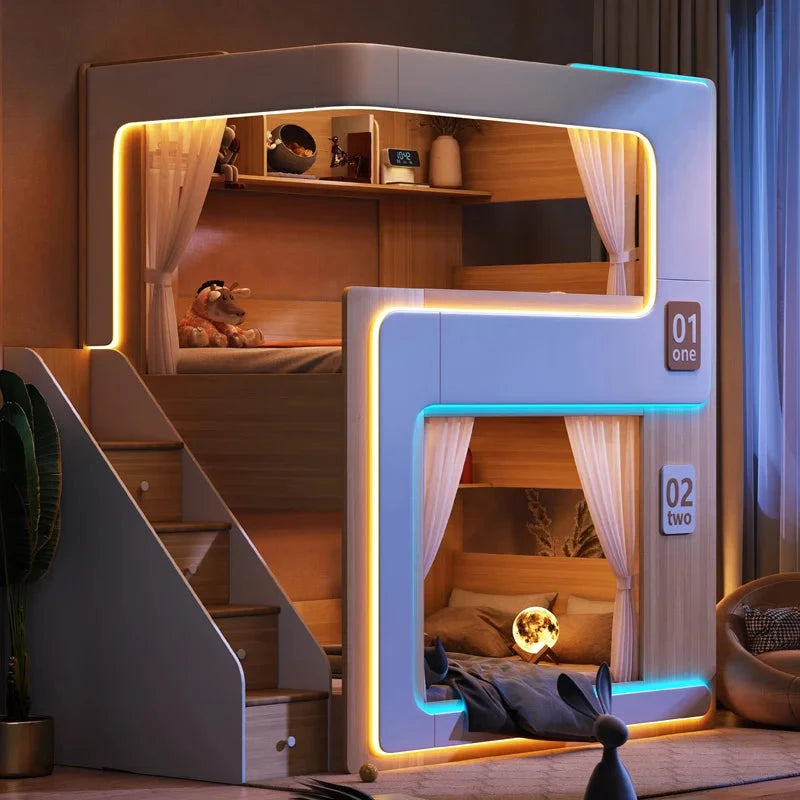 Custom Bunk Bed Gaming Hotel Capsule Custom Homestay Student Dormitory Non-Interfering and Sister High and Low Beds Good Vibrations