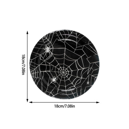 Halloween Party Spider Web Disposable Tableware Black Paper Plates Cups Napkins Halloween Party Home Decorations Supplies Good Vibrations