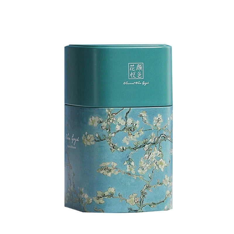 Elegant Tea Stash Jar Durable Metal Container for Herbs Storage Oil Painting Coffee Storage Container Metal Tea Box Can GOOD Vibrations Adult Super Store