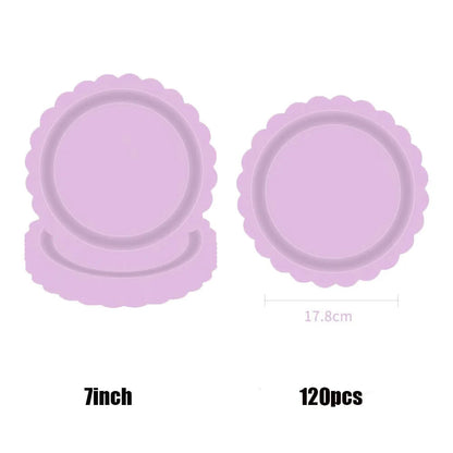 New purple party disposable tableware, baby shower, wedding party decoration, children's adult birthday party event celebration Good Vibrations
