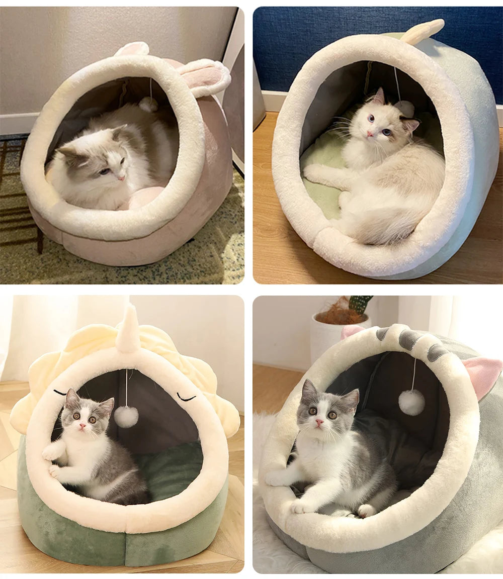 Deep Sleep Cat Bed Cartoon Pet Bed Foldable Removable Washable Pet Sleeping Bed for Small Dog Mat Bag Cave Cats Bed Good Vibrations