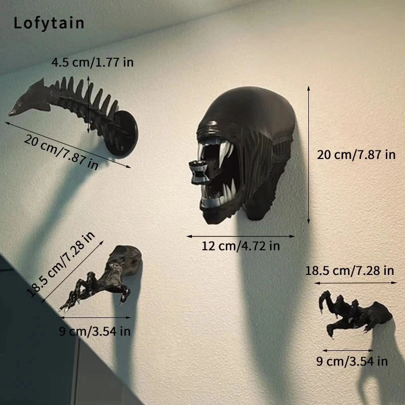 Lofytain Alien Xenomoprh Wall Art Sculpture Statue Horror Alien Predator Sci-Fi Monster Beasts Decoration Halloween Gifts Props Good Vibrations
