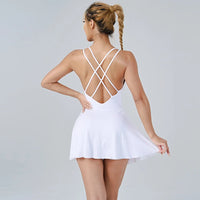 Summer Tennis Wear Womens Dresses Sportswear Woman Gym Dresses Bra Jumpsuit Shorts Leggings Women's Tracksuit Sport Yoga Clothes Good Vibrations