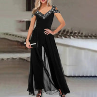 Jumpsuits Women new summer fashion matercial hollow out V-neck off-the-shoulder high waist jumpsuit women rompers CKXS9230198 Good Vibrations