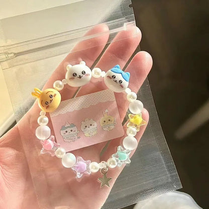 Chiikawas Bracelet Cute Cartoon Figure Resin Bracelets Jewelry Girls Women Friendship Fashion Birthday Gifts Beads Accessories Good Vibrations