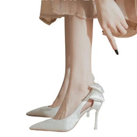 Wedding Heels Women Luxury Brand Design String Bead Pearls High Heels Ladies Sexy Elegant Pointed Toe White Black Pumps2025 Good Vibrations