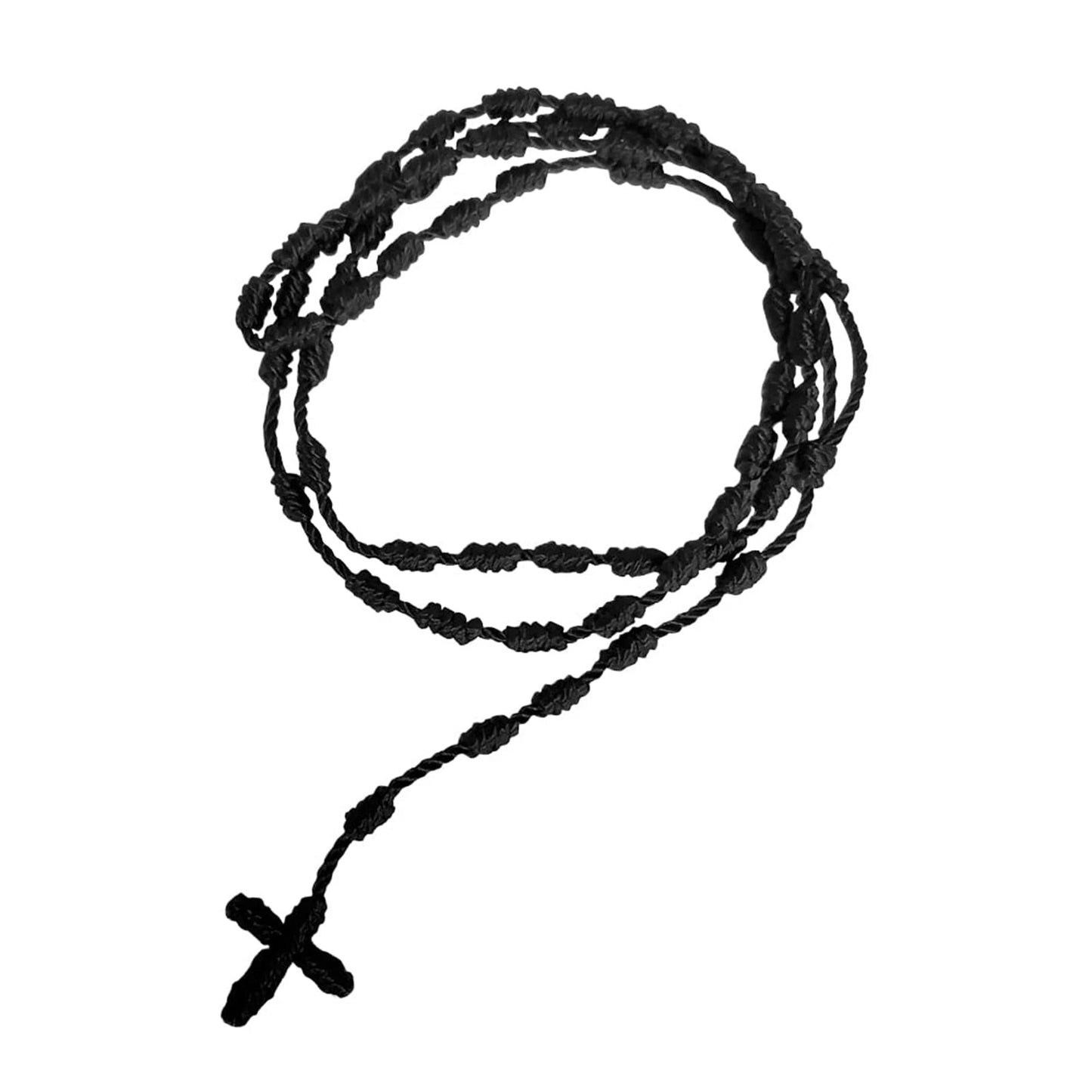 1Pc Handmade Knotted rosary with Cross Charm - Red rope rosary- necklace cord, Black thread rosary, Blue Handmade Rosary, Lightw Good Vibrations