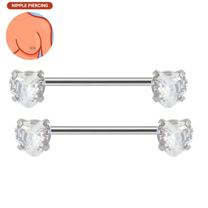 1pair Nipple Piercing Stainless Steel Nipple Rings CZ Butterfly Heart Nipple Barbell For Women Girls 16G Body Piercing Jewelry Good Vibrations