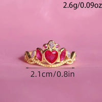 1 Pc Exquisite Crown Heart Fashion Elegant Gold Color Ring Women Daily Prom Party Adjustable Open Ring GIft Jewelry Good Vibrations