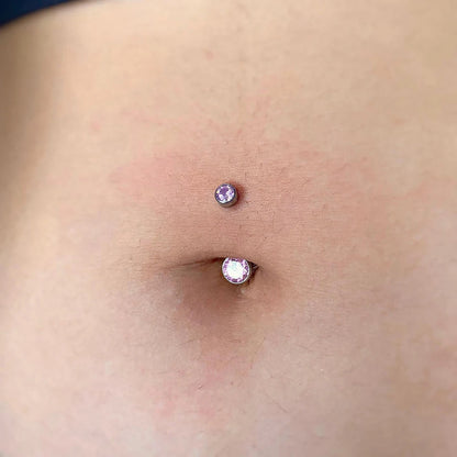 Right Grand ASTM F136 Titanium Belly Button Rings 10mm 12mm with Round CZ Internally Threaded Navel Rings Belly Bars Good Vibrations
