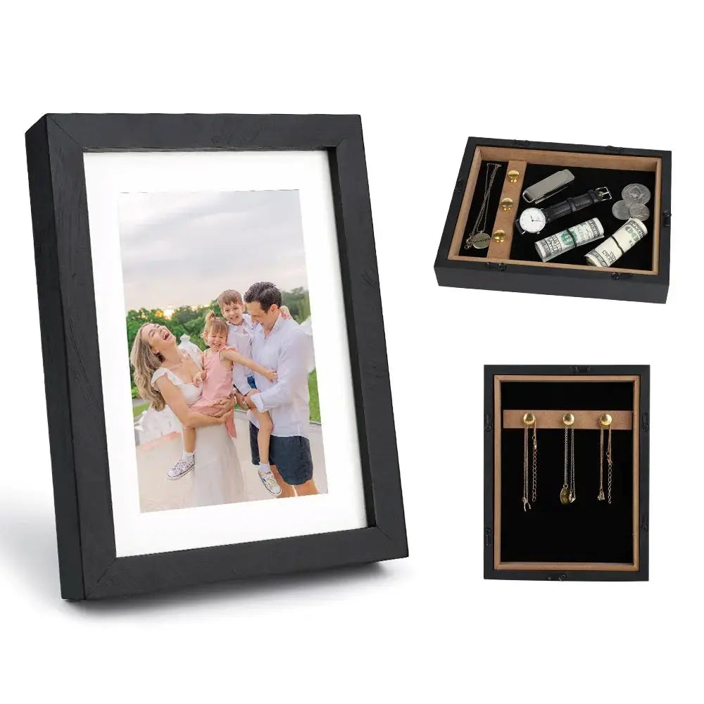 Hidden Wooden Photo Frame Sight Secret Storage Compartment Diversion Stash Safe Container Home Hide Money Cash Ring Necklace Key Good Vibrations Adult Super Store
