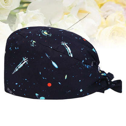 Hat Men Adjustable Bouffant Bonnet Working Hats Print Scrub Cap Button Elasticity Good Vibrations