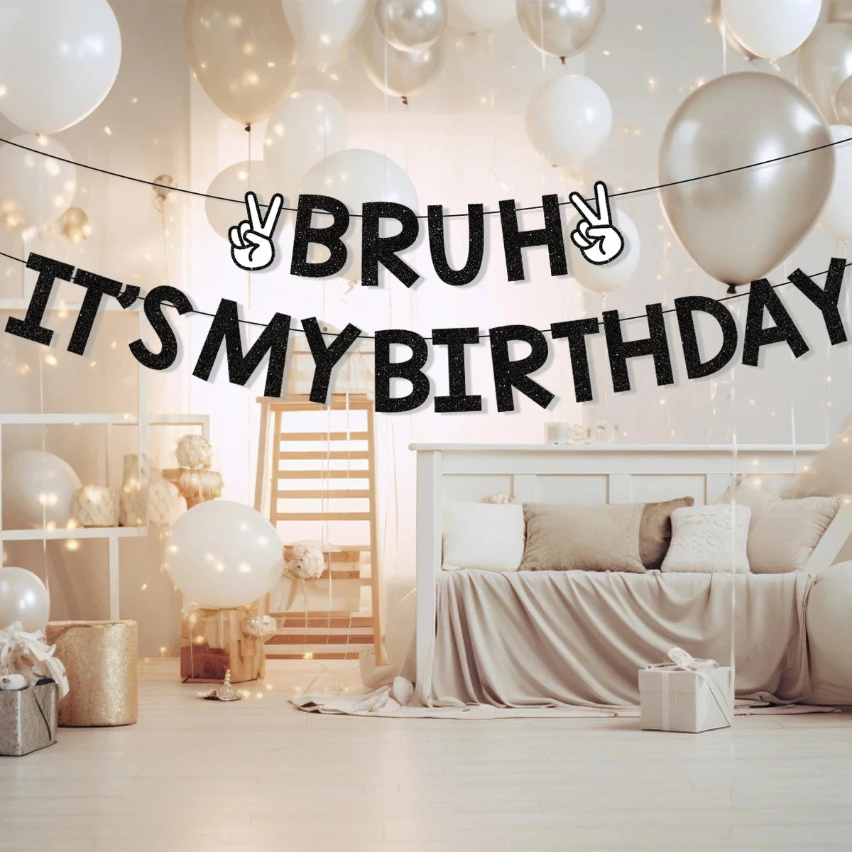 Bruh It’s My Birthday Decorations Black Banner Preteen and Teen Boy Birthday Decor Bruh Birthday Party Supplies Good Vibrations