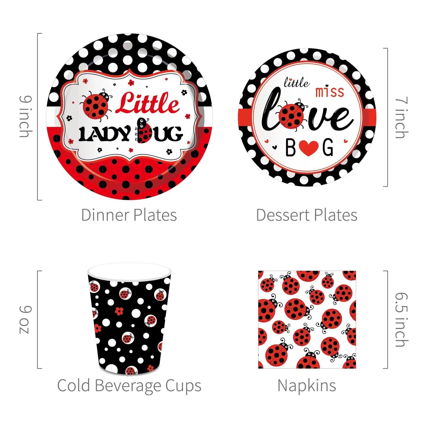 Insect Ladybug Party Disposable Tableware Sets Kids Birthday Plates Cups Napkins For Baby Shower Party Dinnerware Decoration Good Vibrations