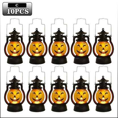 1-10PC Halloween Pumpkin Ghost Face Lamp Portable Skull Decoration Light for Bar Party Table Atmosphere Prop Halloween Decor Use Good Vibrations