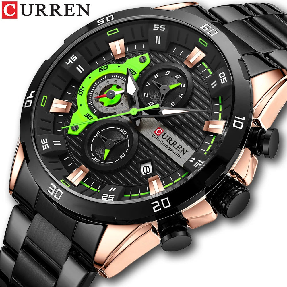 Watches For Men CURREN Man WristWatch Waterproof Chronograph Men Watch Military Top Brand Luxury StainlessSteel Sport Male Clock Good Vibrations