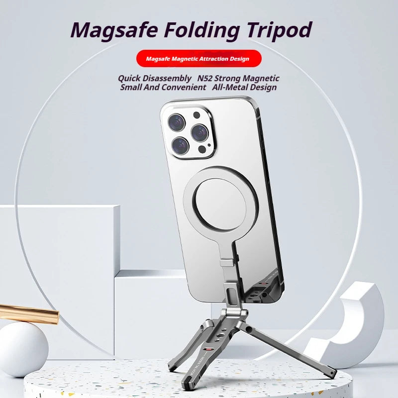 Aluminum For Magsafe Tripod Magnetic Phone Holder Universal Magnetic Phone Tripod Mount Foldable Camera Phone Tripod Stand Good Vibrations
