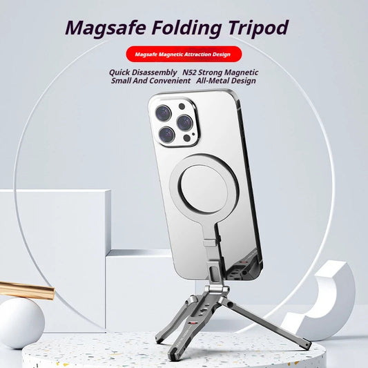 Aluminum For Magsafe Tripod Magnetic Phone Holder Universal Magnetic Phone Tripod Mount Foldable Camera Phone Tripod Stand Good Vibrations