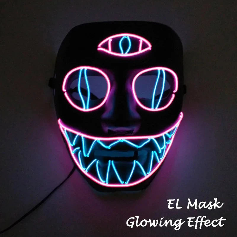 Halloween Carnival Party Costume Decoration Luminous LED Mask Halloween Mask LED Maske Light Up Party Masks for Glow Party Good Vibrations