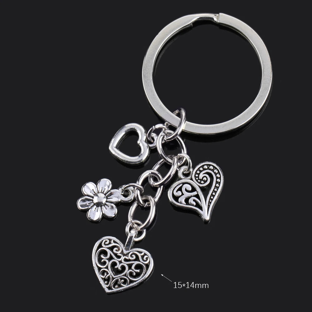 Fashion Animal Women Keychain Car Moon Cat Dog Love Heart Key Chain Friends Gift Jewelry Bag Pendant Wing Evil Eye Angel Turtles Good Vibrations