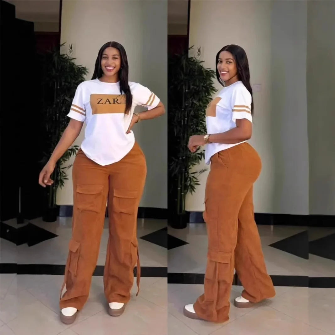 Casual Printed Multi-Pocket Workwear Set Free Shipping Women's Skirt Suiting Ensemble from Mainland China AE Stock Brand Good Vibrations