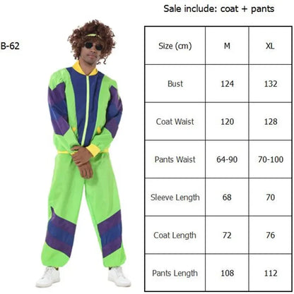 Couples Hippie Costumes for Women Male Vintage 70s 80s Rock Disco Cosplay Outfits Carnival Halloween Party Fantasia Dress Up Good Vibrations