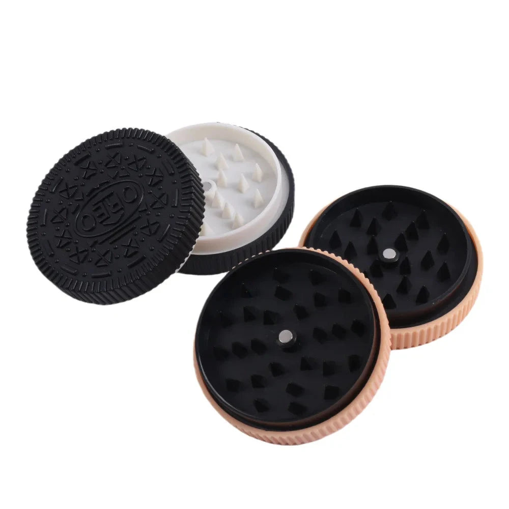 60MM Herb Grinder Plastic Cookie Biscuit  Crusher Hand Muller Cigarette Chocolate Grinder Crusher Tobacco Smoking Good Vibrations Adult Super Store