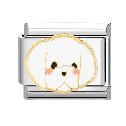Cartoon Charm Teddy Corgi Shiba Inu Pet Dog Italian Charm Links Fit 9mm Bracelet Stainless Steel DIY Jewelry Making Wholesale Good Vibrations
