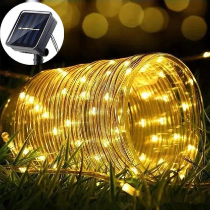 Solar Rope Lights Outdoor LED String Lights 8 Modes Garden Hose Lights Decorative Wedding Christmas Halloween Patio Porch Pool Good Vibrations