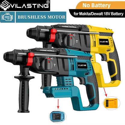 VILASTING 26MM Brushless Electric Hammer Drill Multifunctional Rotary Cordless Power Tools For Makita/Dewalt 18V Battery Pin Good Vibrations