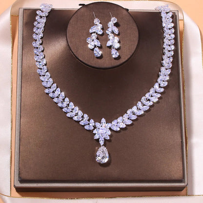 Zircon Wedding Earrings Luxury Bride Jewelry set Fashion Women's  jewelry Gold Plated Accessory Good Vibrations