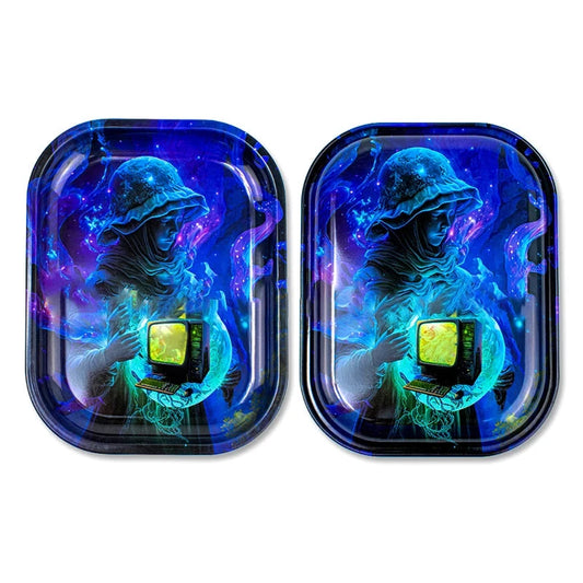 1Pc Rolling Tray Tobacco Cigarette Paper Accessories Trays Magnetic Lid Smoking Grinder Storage Metal Plate 18x14CM Good Vibrations Adult Super Store