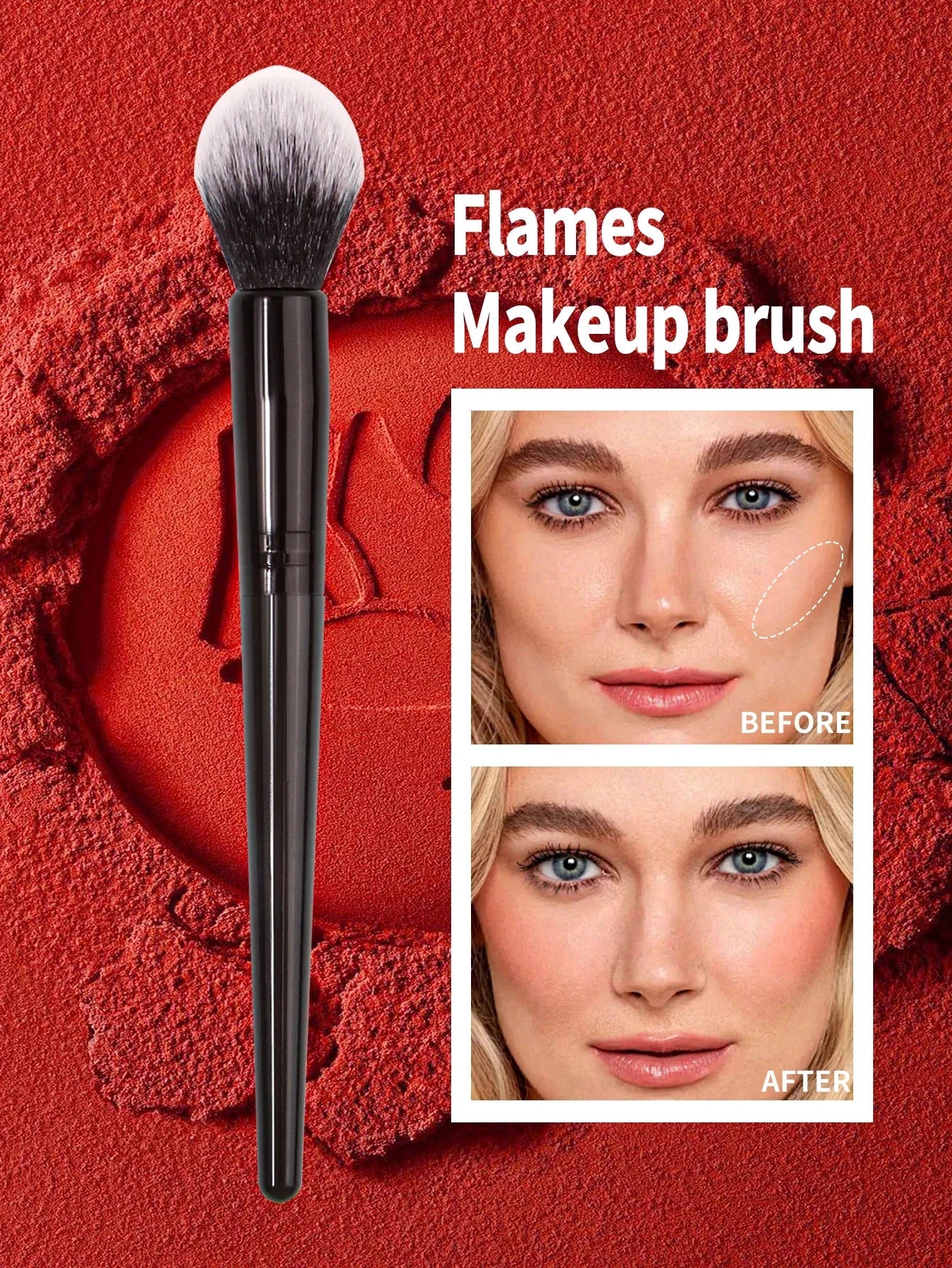 Peach Heart Blusher Brush Powder Blush Cream Liquid Blush Makeup Brushes Flat Small Precise Blush Brush Makeup Tools Good Vibrations