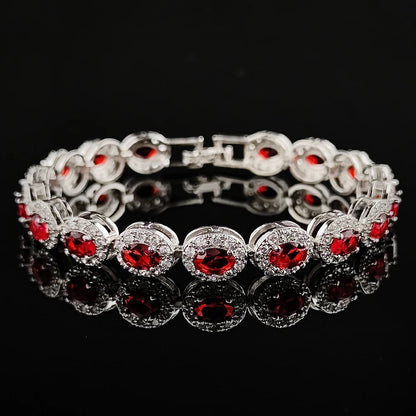 2024 New Luxury Blue Red Green Black Color Bracelet Bangle for Women Anniversary Gift Jewelry Wholesale S6923 Good Vibrations
