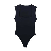 MUJER 2025 Black Woman Body Square Neck Sleeveless Bodysuit Women Blue White Sexy Tight Bodysuit Lingerie Bodycon Summer Tops Good Vibrations