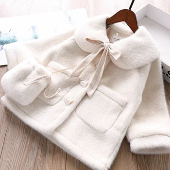 3 4 6 8 10 Years Girls Jacket Autumn Winter Warm Faux Fur Coat For Girls Christmas Princess Outwear Cute Plush Children Clothing Good Vibrations