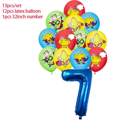 Superzings Birthday Party Decoration Balloon Banner Cake Topper SuperthingsTableware Birthday Party Supplies Baby Shower Good Vibrations