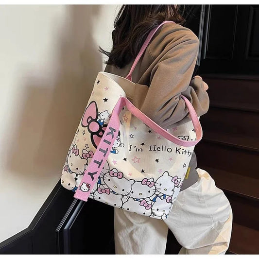 Sanrio Hello Kitty Shoulder Bag Cute Cartoon KT Cat Handbag Girls Backpack Schoolbag Holiday Gifts Good Vibrations