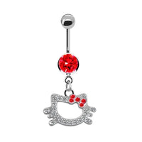 1Pc Stainless Steel Sexy Belly Button Ring For Women,Trendy Pink Cute Cat Design Navel Piercing Jewelry Good Vibrations Adult Super Store