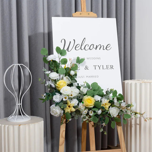 Artificial Flower For Wedding Welcome Sign Decoration Window Hall Exhibition Decor Photo Props Flower Backdrop Party Arrangement Good Vibrations